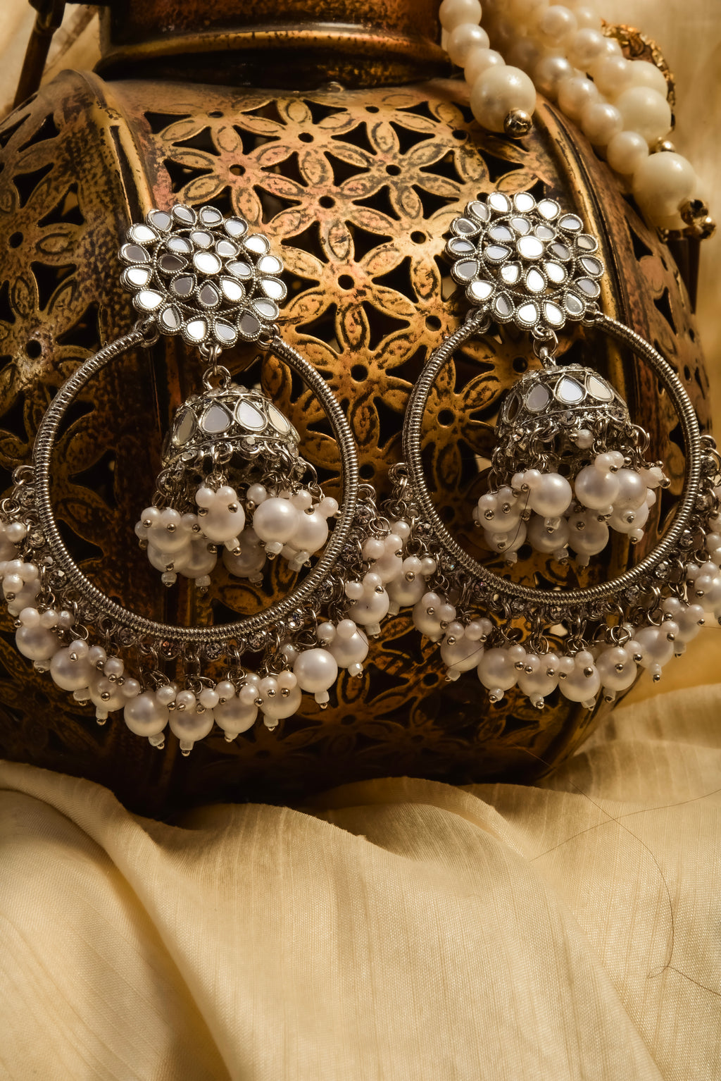 Chandbali Earrings with Mirror Touch