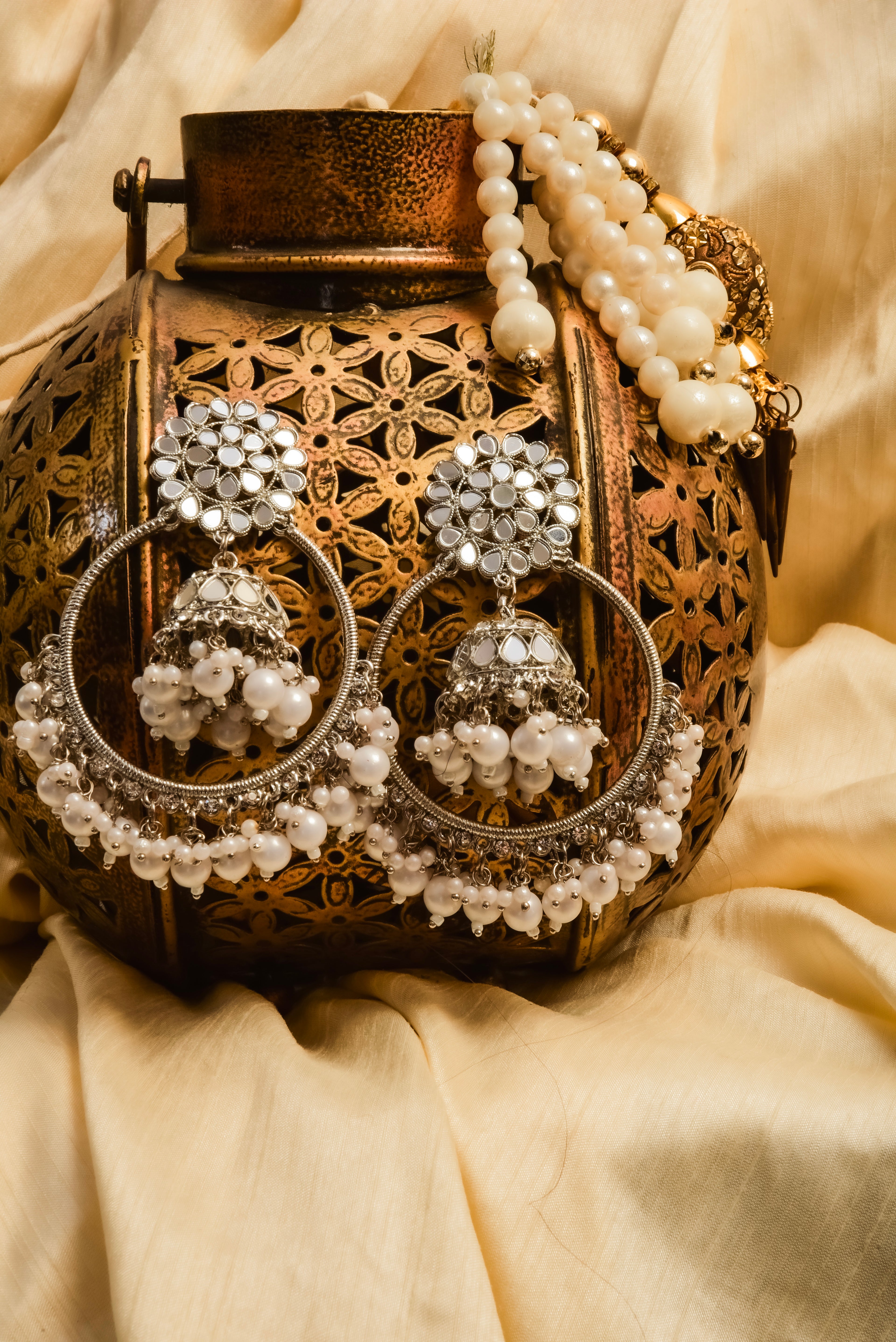 Chandbali Earrings with Mirror Touch