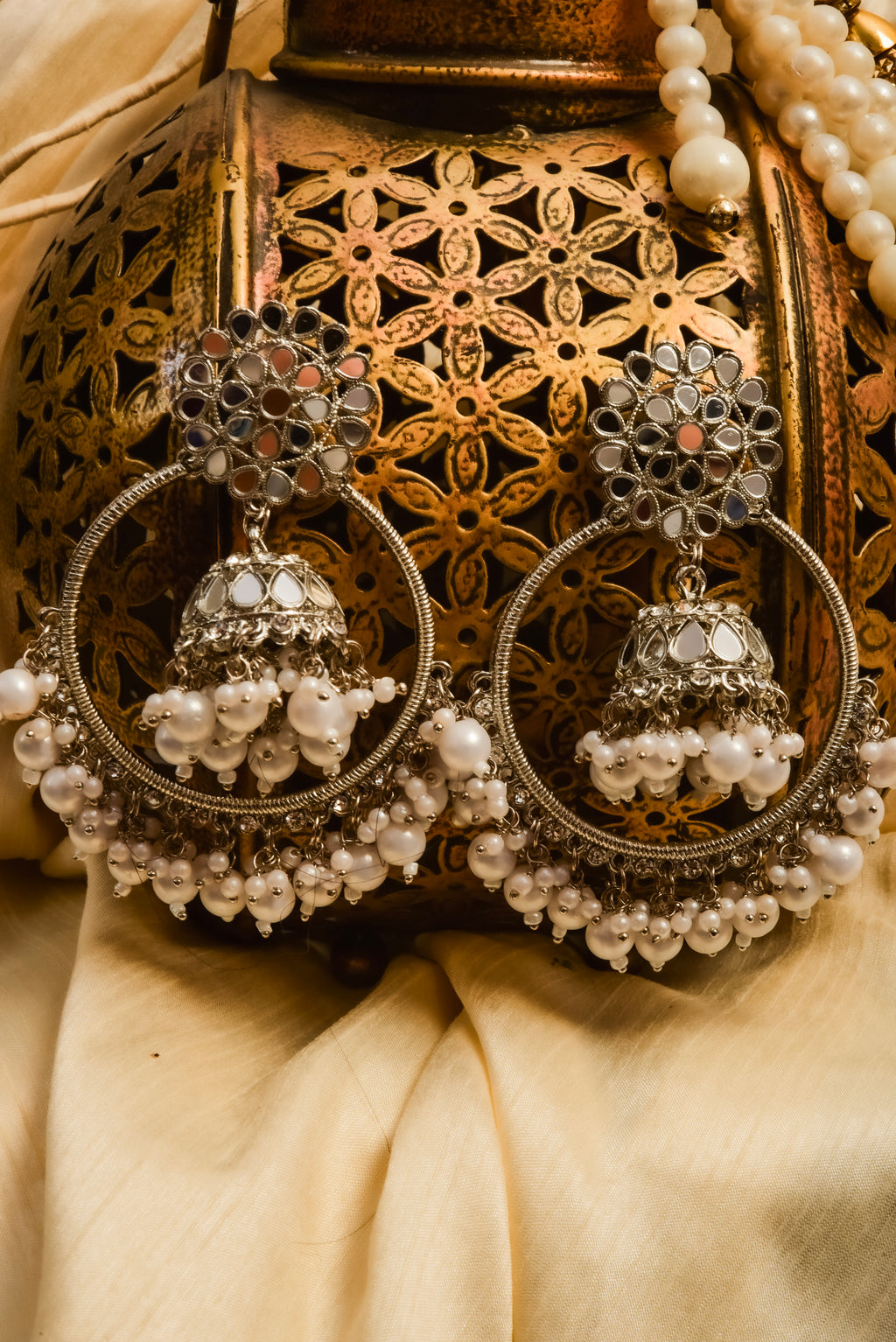 Chandbali Earrings with Mirror Touch