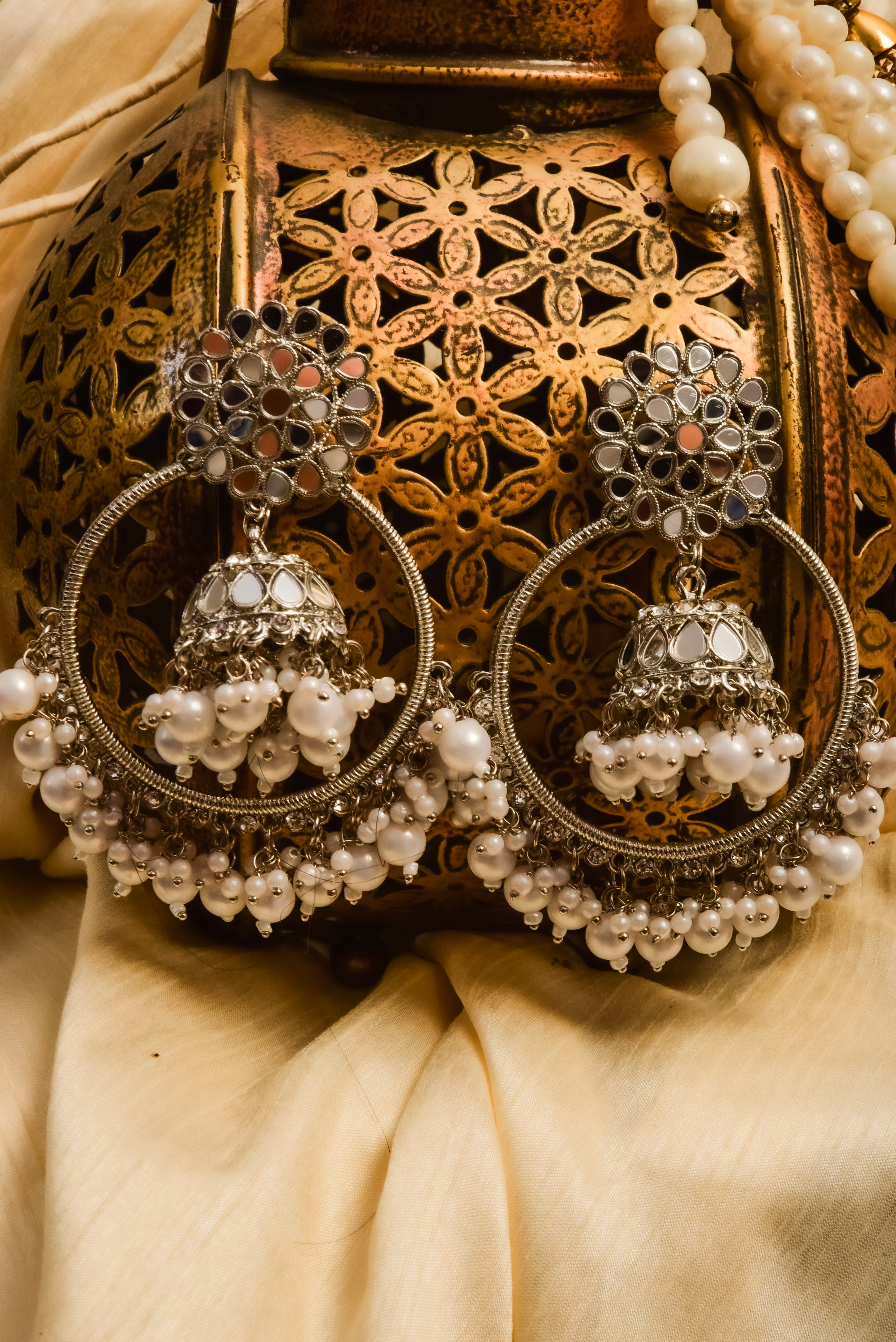 Chandbali Earrings with Mirror Touch