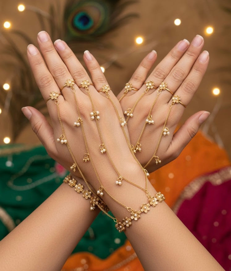 Flower Pearl Adjustable Hathphool Pair