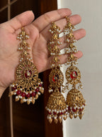 Sonal Punjabi Style Mang Tikka & Jhumkas With Sahara (Maroon)