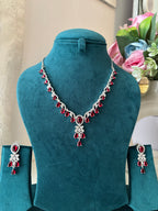 Elizabeth American Diamond Necklace With Earrings (Ruby)