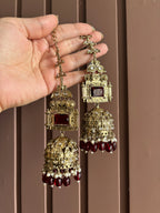 Champa Heavy Look Jhumkas With Sahara (Maroon)