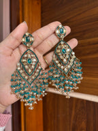 High Quality Designer Crystal Beads Work Long Earrings