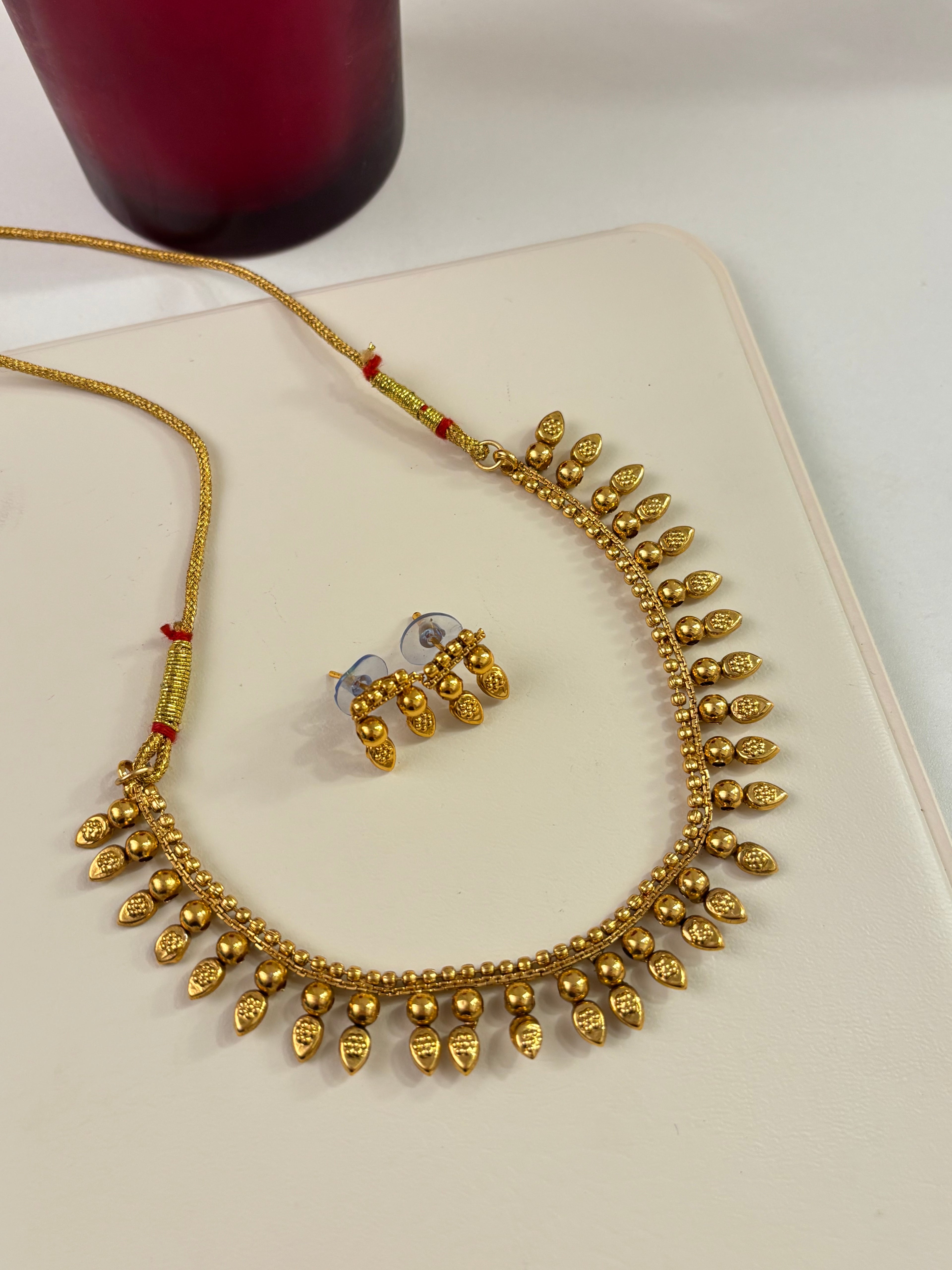 Ambi Gold Look Necklace With Earrings
