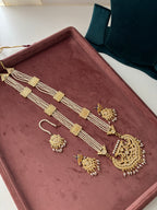 Punjabi Style Long Jadau Haar With Mang Tikka & Earrings Design-2