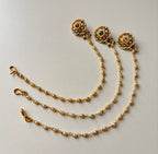 Flower Stud Pachi Kundan & CZ Press On Nose Pin With Side Layer