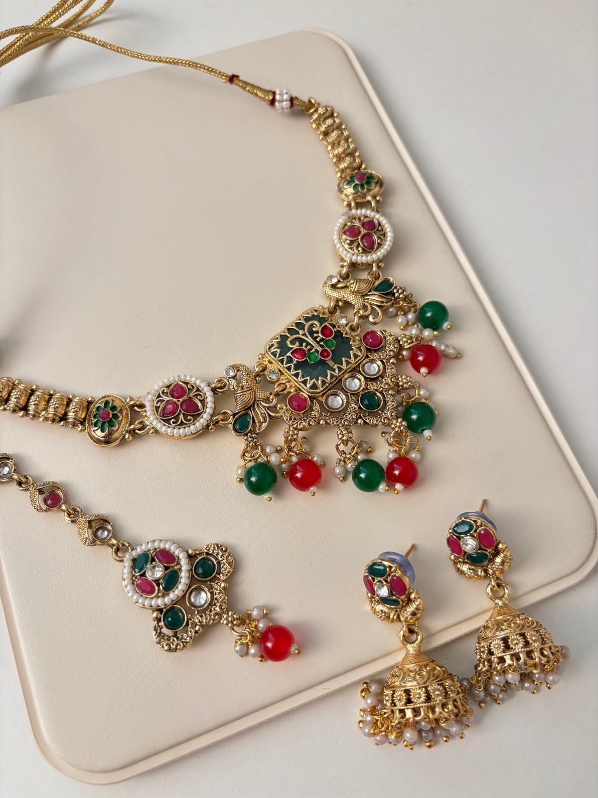 High Quality Designer Heritage Collection Necklace With Mang Tikka & Jhumkas