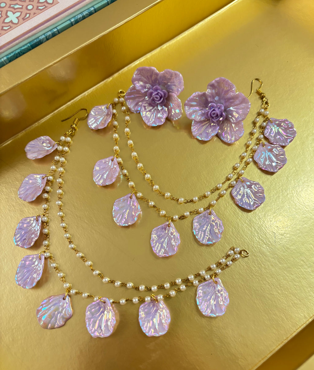 Lavender Rose Petal Earrings