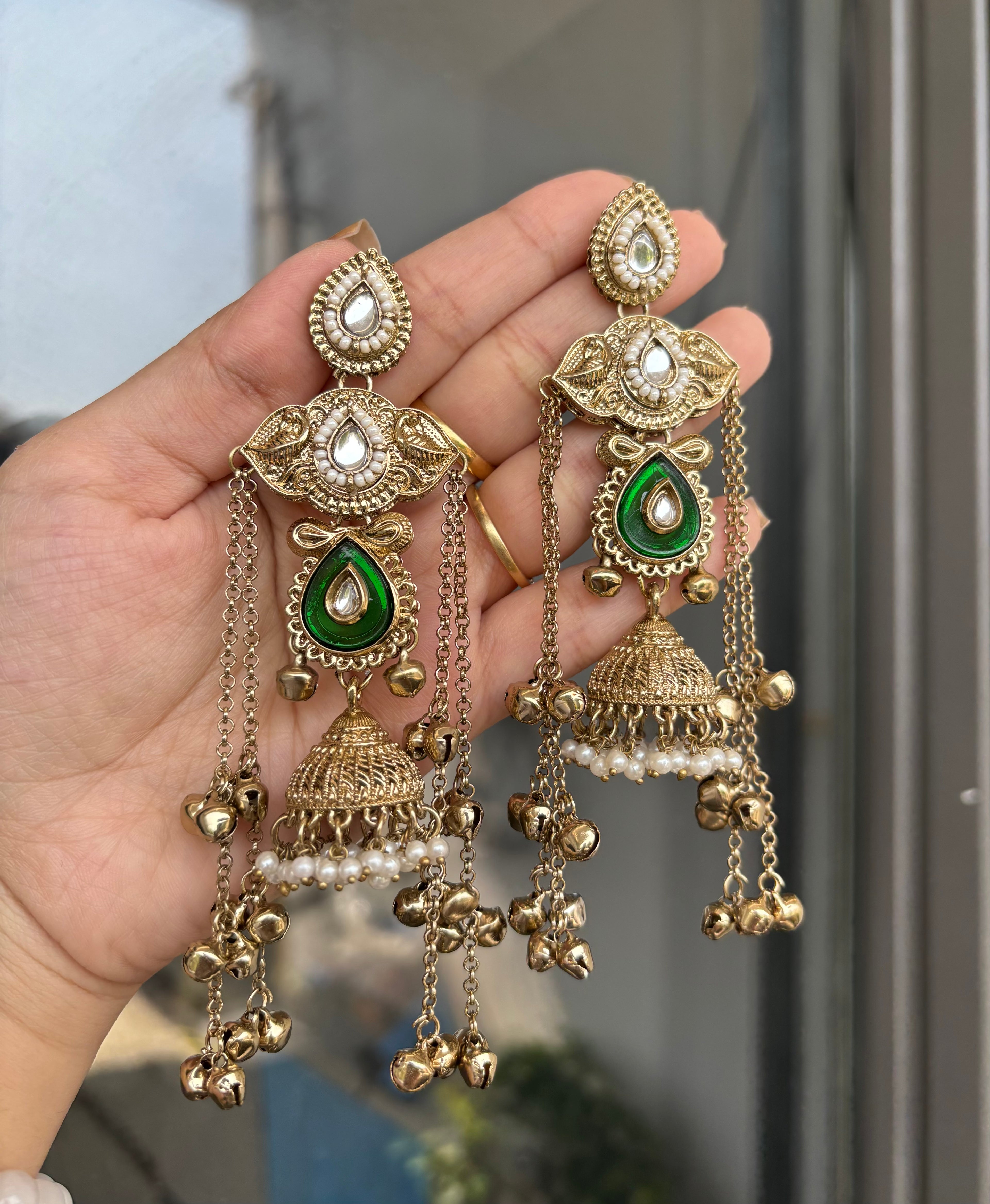 Aliya Kashmiri Designer Earrings (Green)