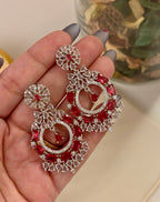 American Diamond Dazzling Earrings (Red)