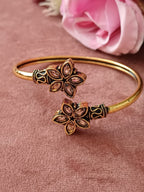 Flower Oxidised Openable Bracelet