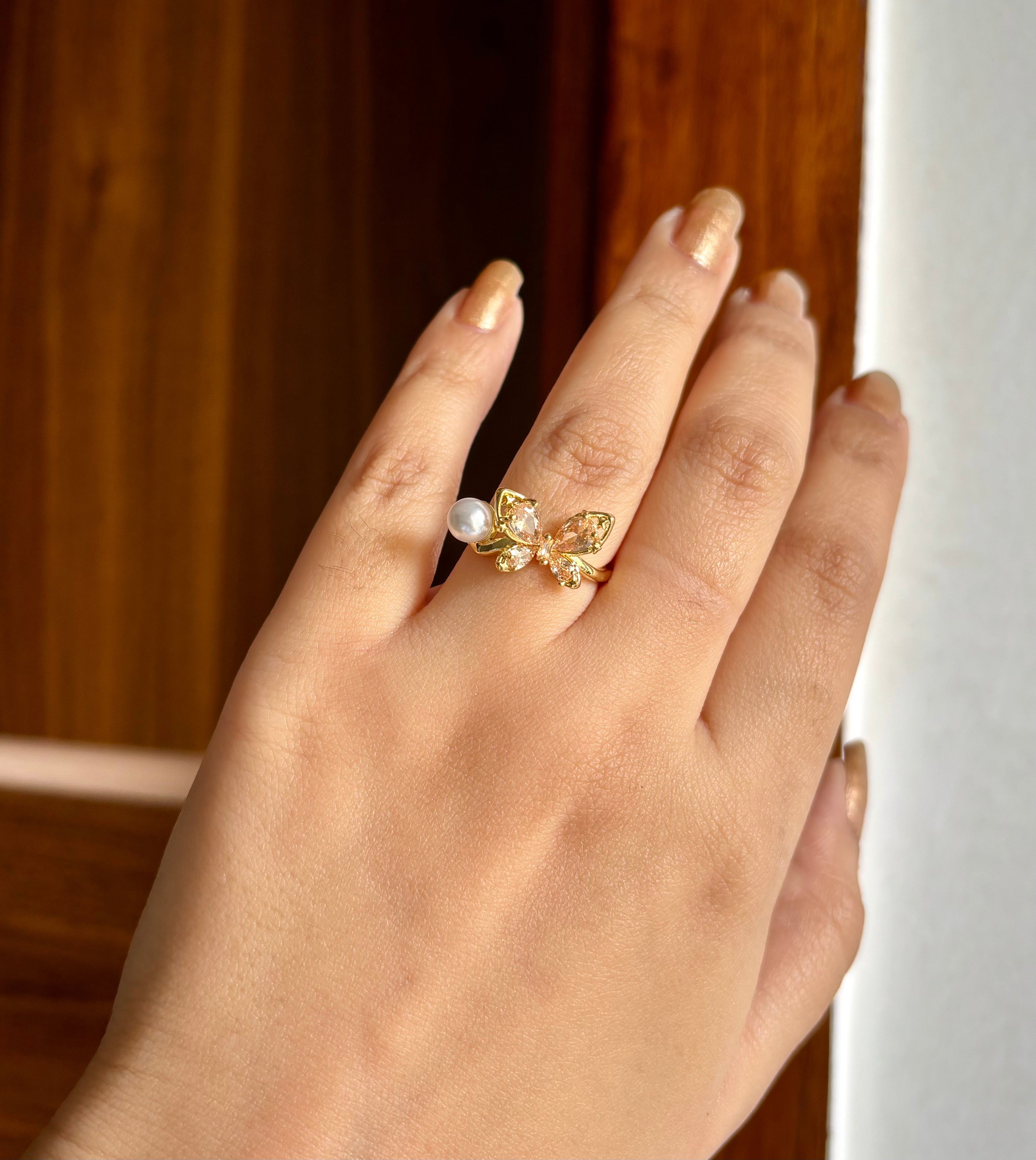 The Peachy Butterfly Adjustable Ring