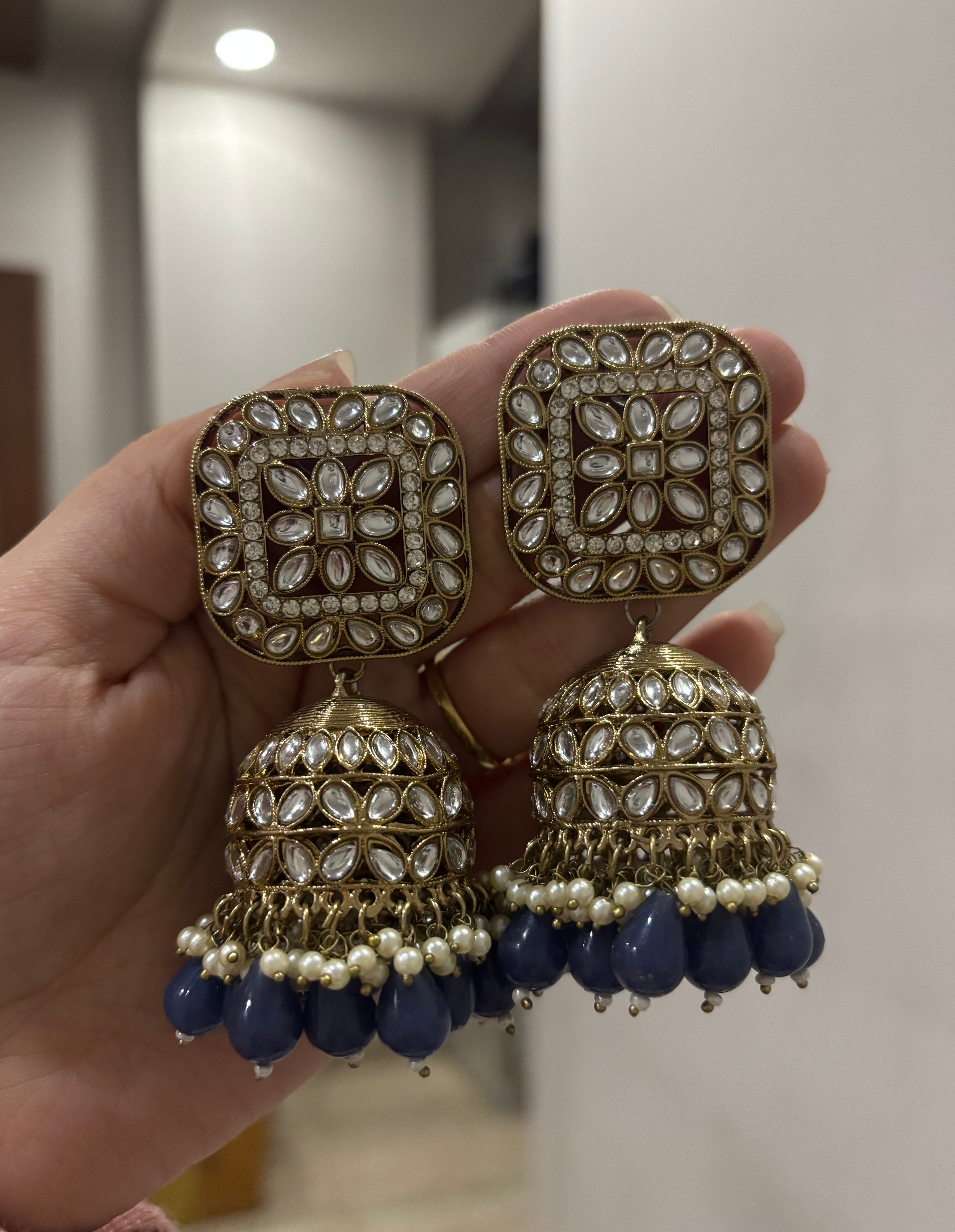 Navy Blue Jhumkas