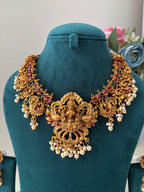 Gold Look Like Temple Jewellery Necklace With Jhumkas