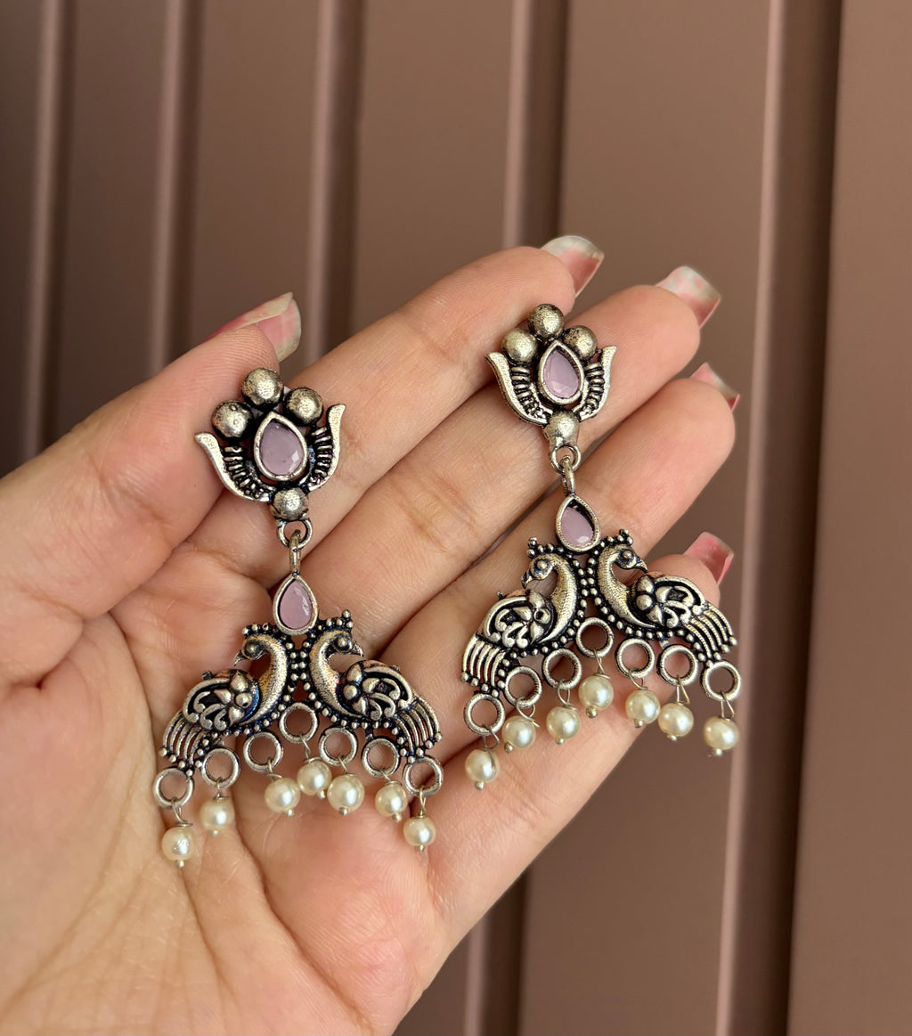 Peacock German Silver Earrings