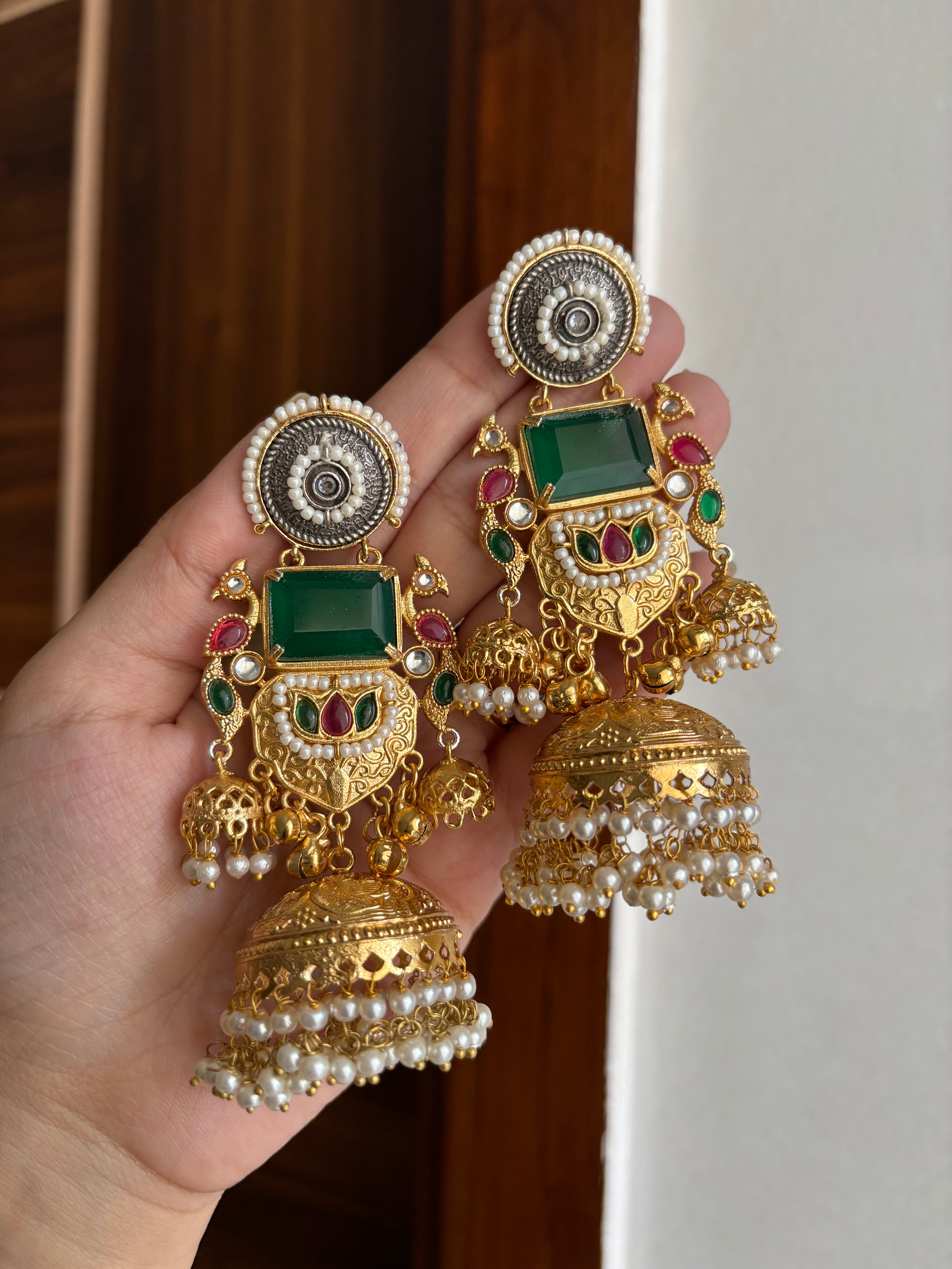Sehnaj Kashmiri Jhumkas (Green)