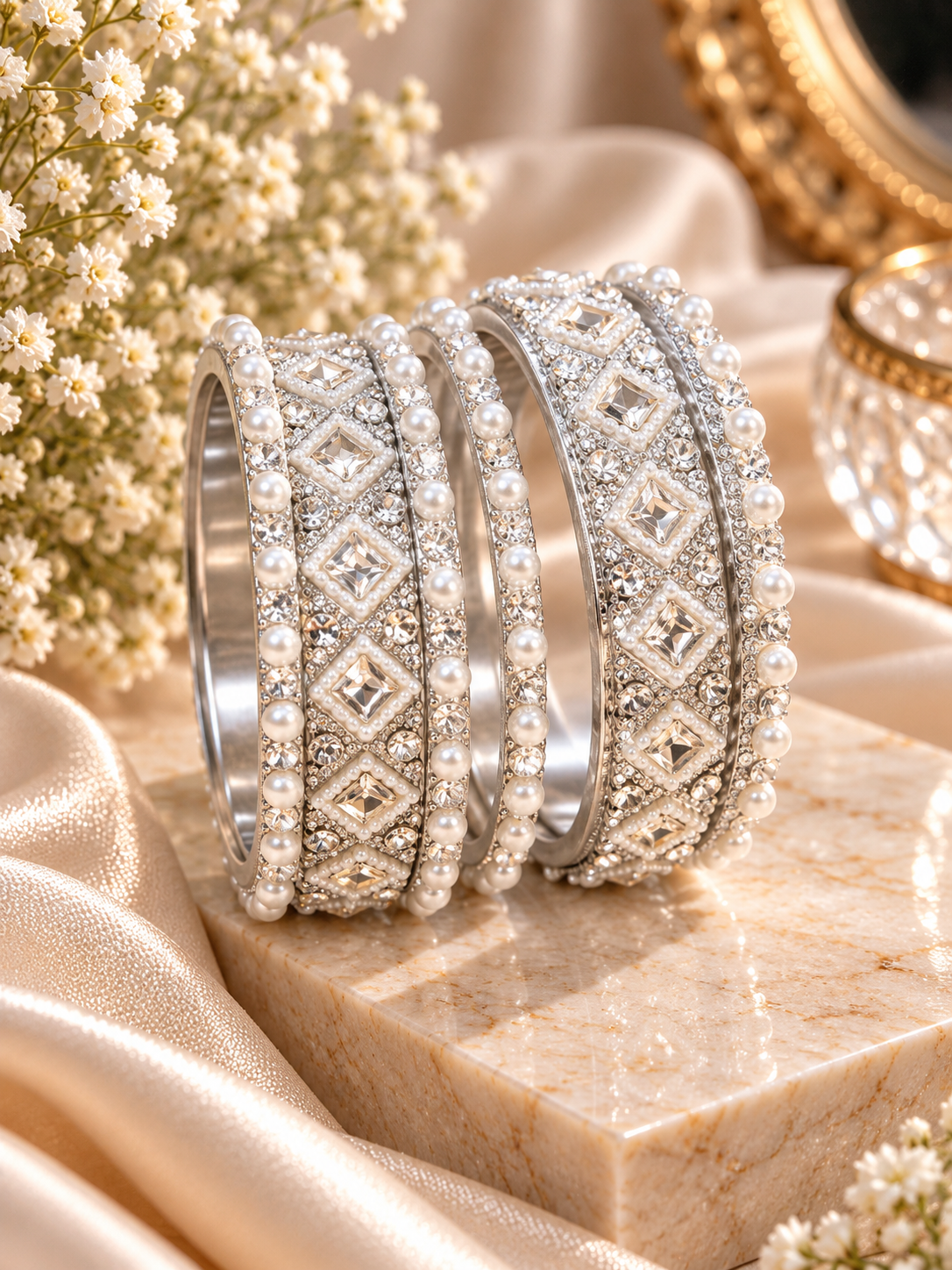 Silver Kareena Bangles Set