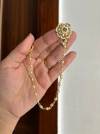 Flower Stud Pachi Kundan & CZ Press On Nose Pin With Side Layer