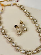 Polki & Doublet Stones Work Premium Necklace With Earrings