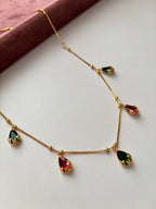 Ruby & Emerald Mix Droplet Neckchain