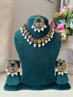 Premium Jadau Multi Necklace With Mang Tikka & Earrings