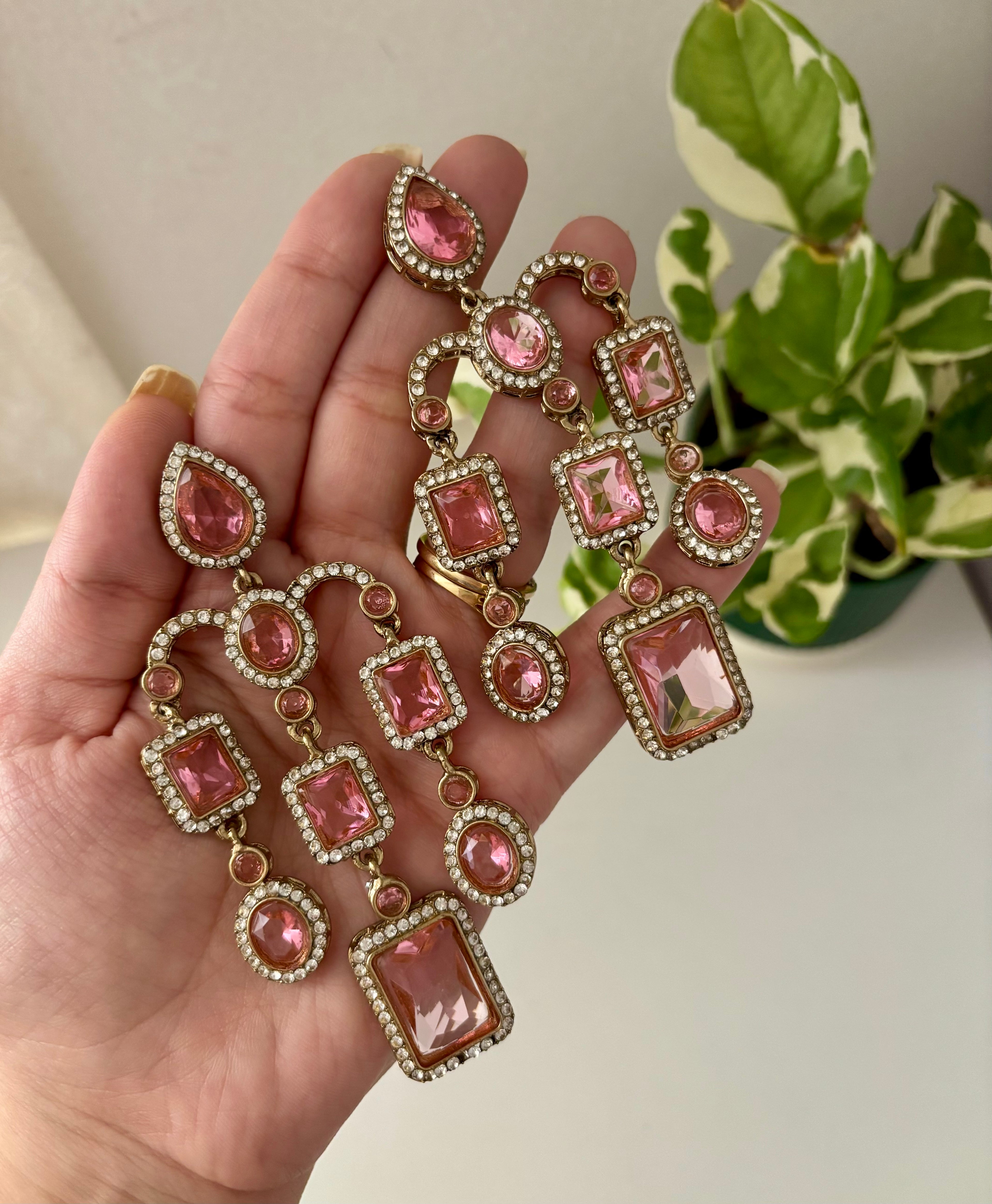 Designer Statement Baby Pink Earrings