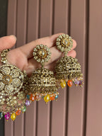 High Quality Designer Flower Mang Tikka & Jhumki ( Multi )