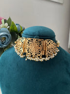 Premium Brass Jadau Choker Set With Stud Earrings