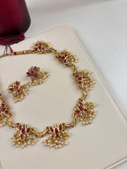 Ruby Lotus Necklace With Earrings