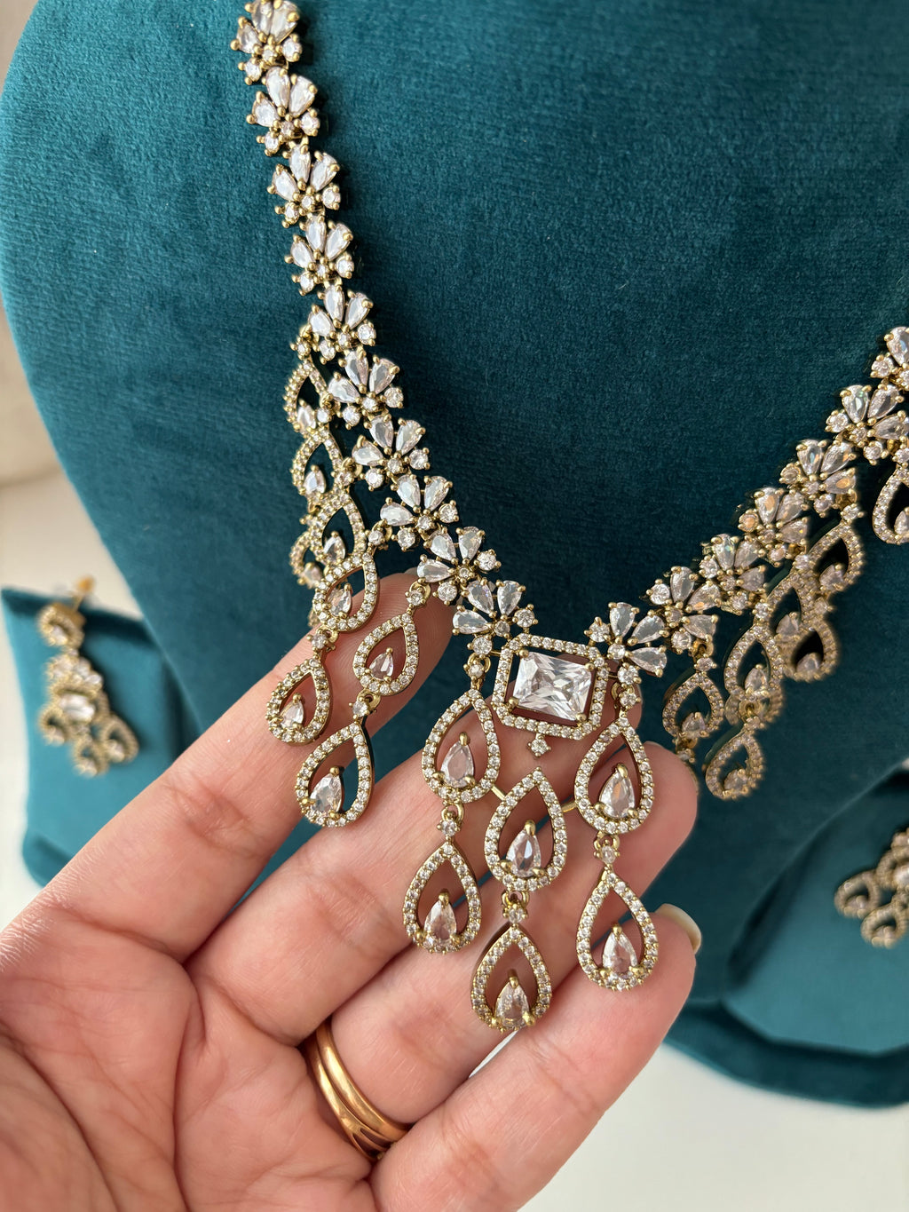 Diana American Diamond Necklace With Earrings
