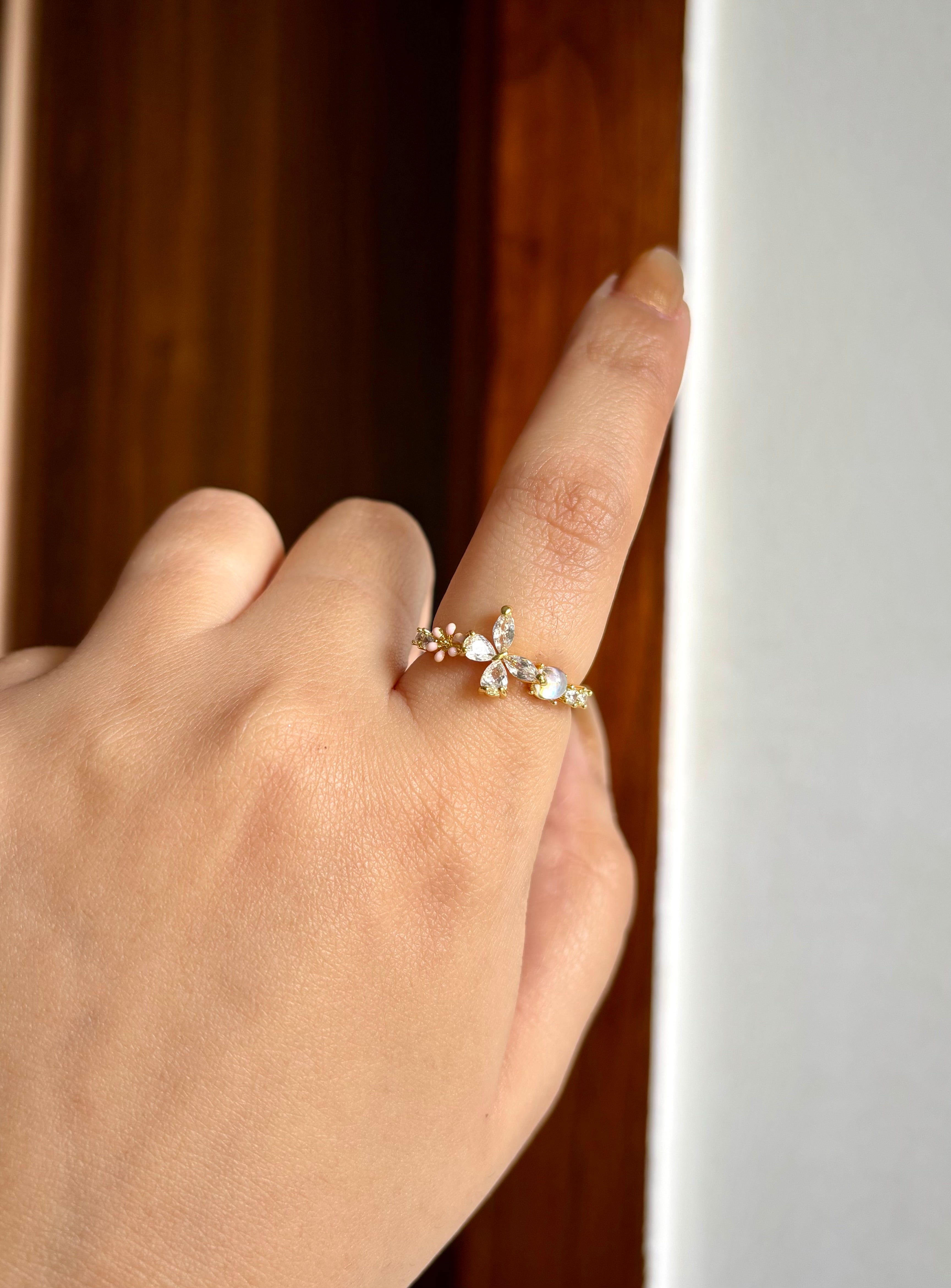 Little Flower & Butterfly Adjustable Ring