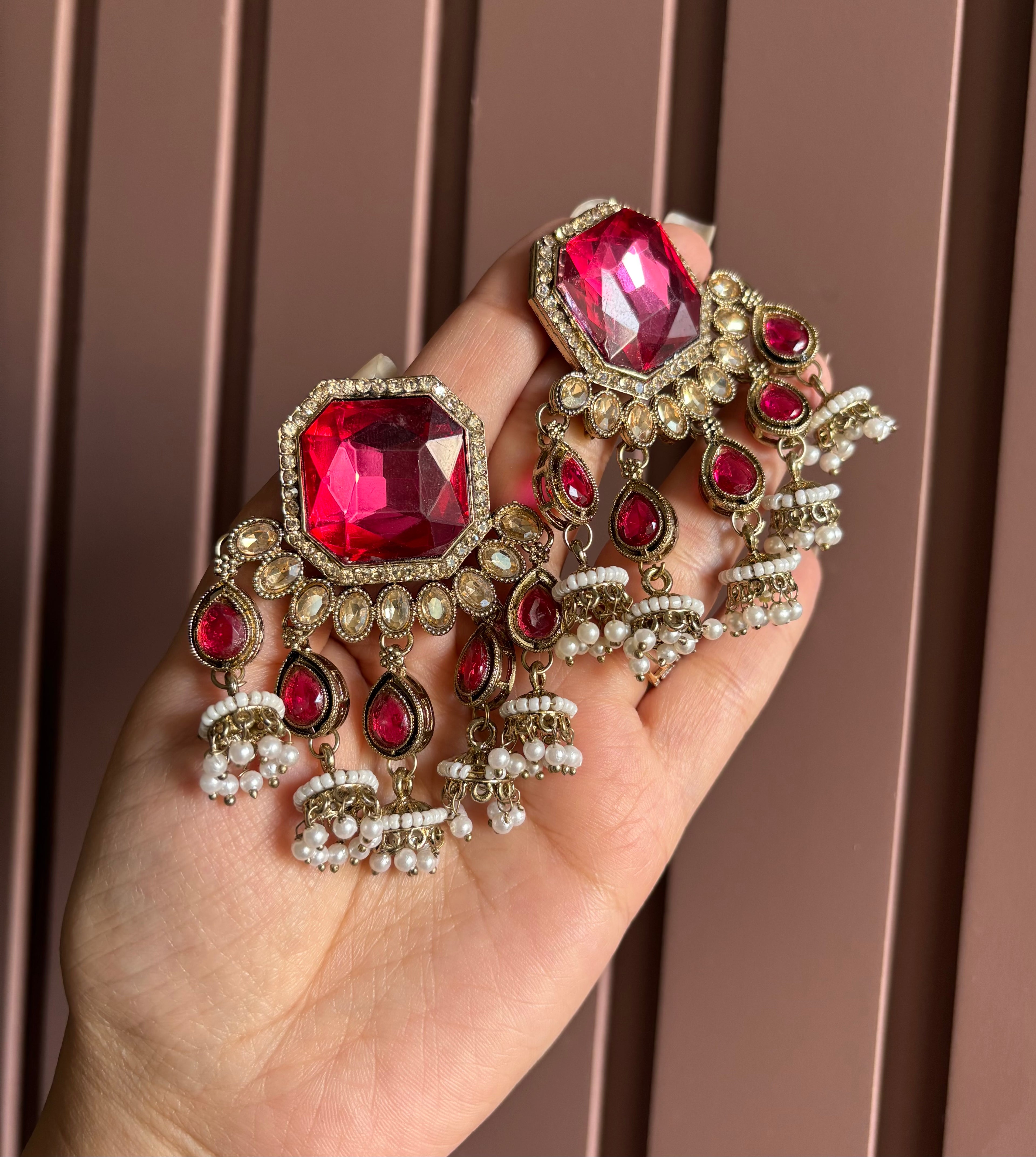 Anjali Dark Pink Designer Earrings