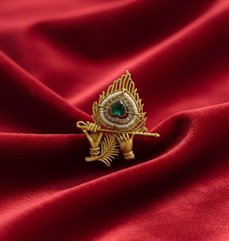 Green Krishna Adjustable Ring