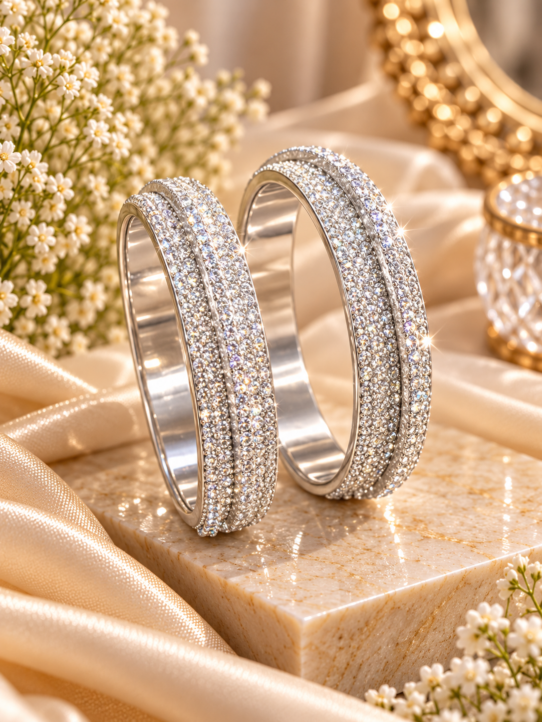 Silver Bangle Pair