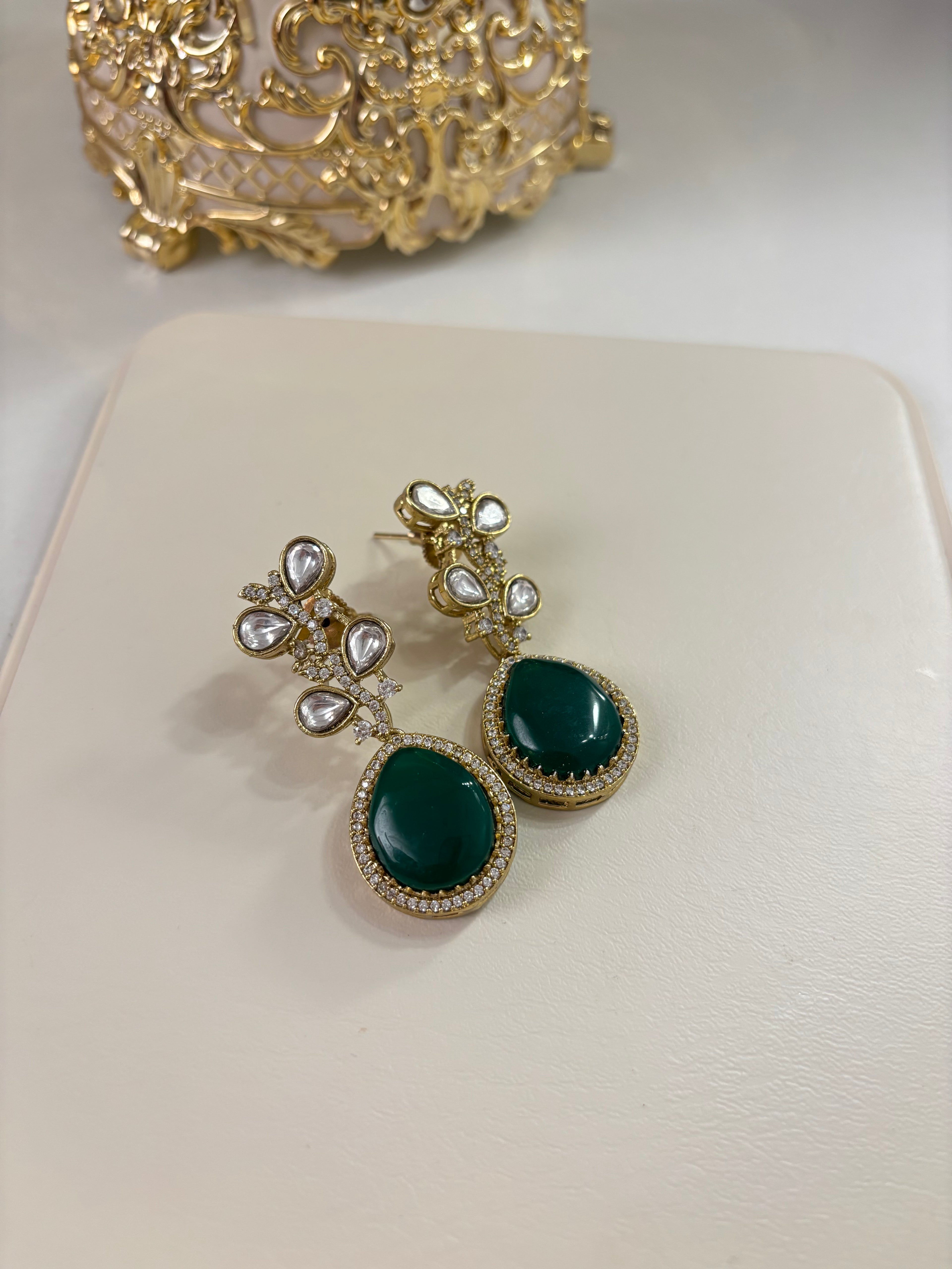 Premium Quality Moissanite Earrings (Emerald)