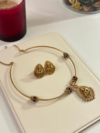 Gold Look Like Laxmi Hasli With Earrings
