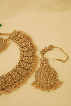 Tamana Classy Necklace With Mang Tikka & Earrings Full In Champagne Color Touch ✨