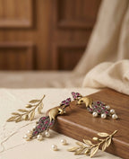 Ruby Peacock German Silver & Oxidised Touch Earrings