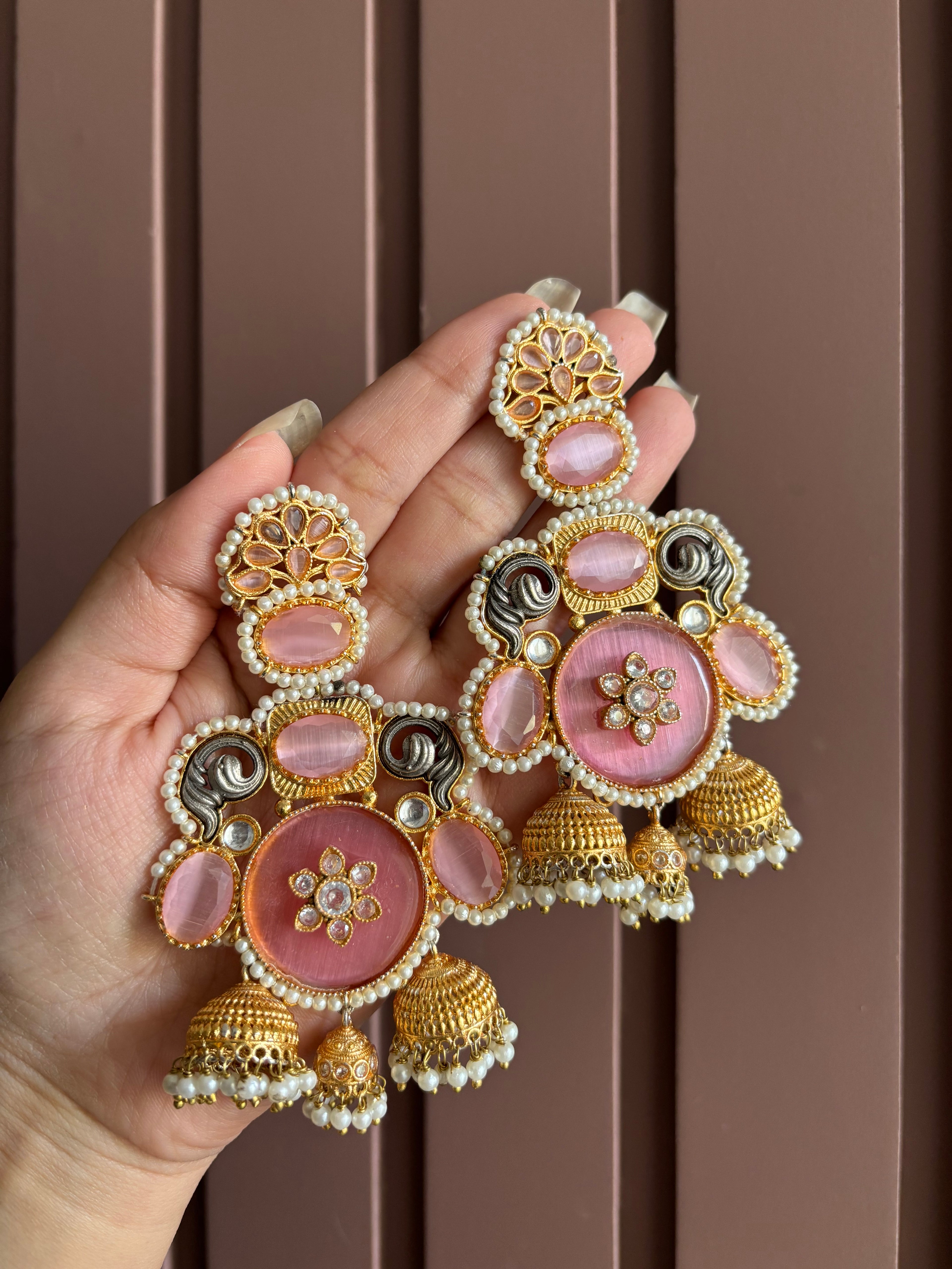 Barkha Kashmiri Earrings ( Blush Pink)