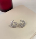 Round Leaf American Diamond Earrings