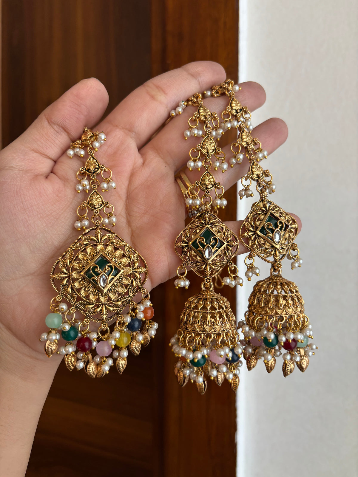 Mankirt Punjabi Style Mang Tikka & Jhumkas With Sahara (Multi)