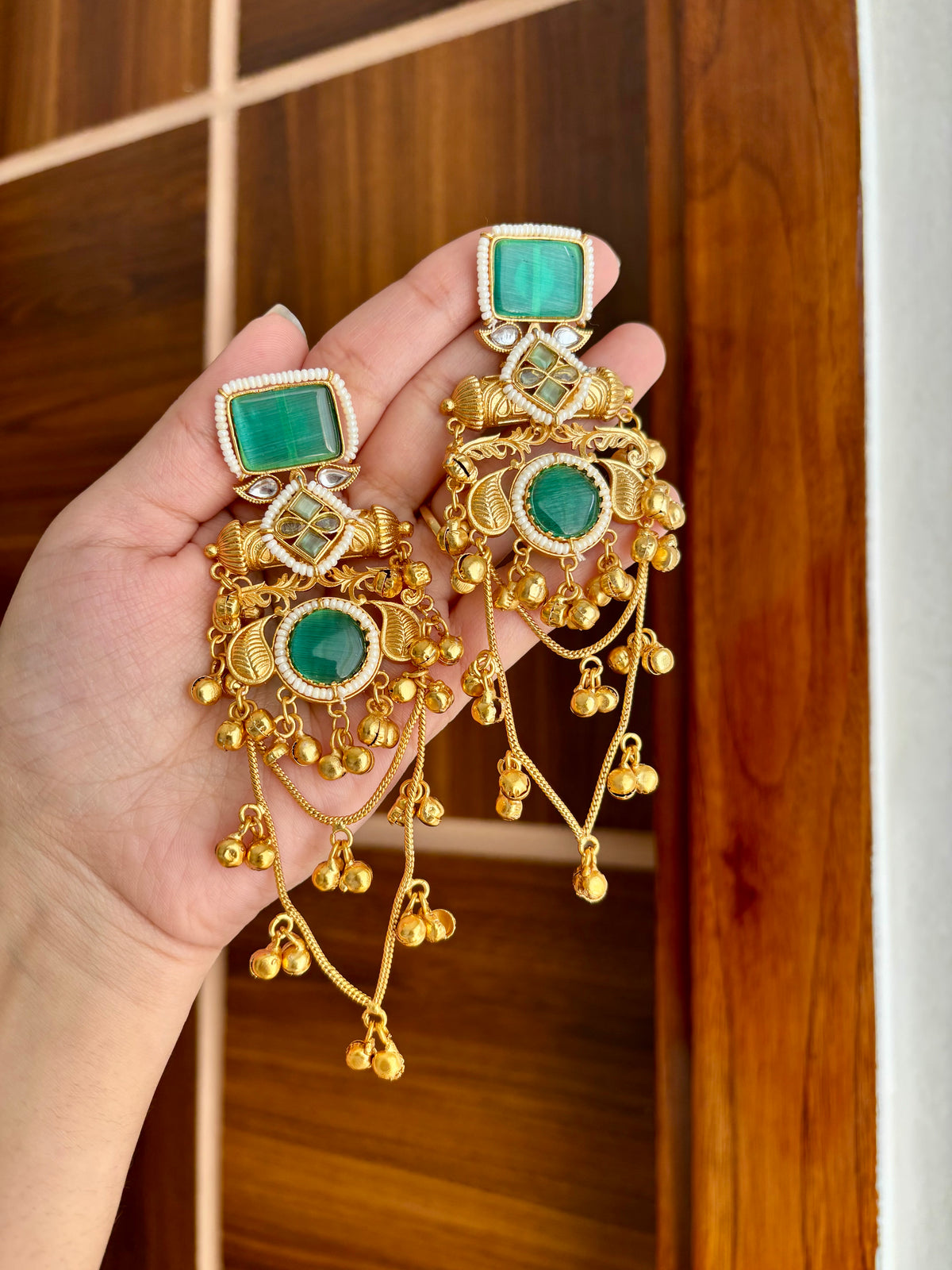Sejal Kashmiri Earrings ( Turquoise)