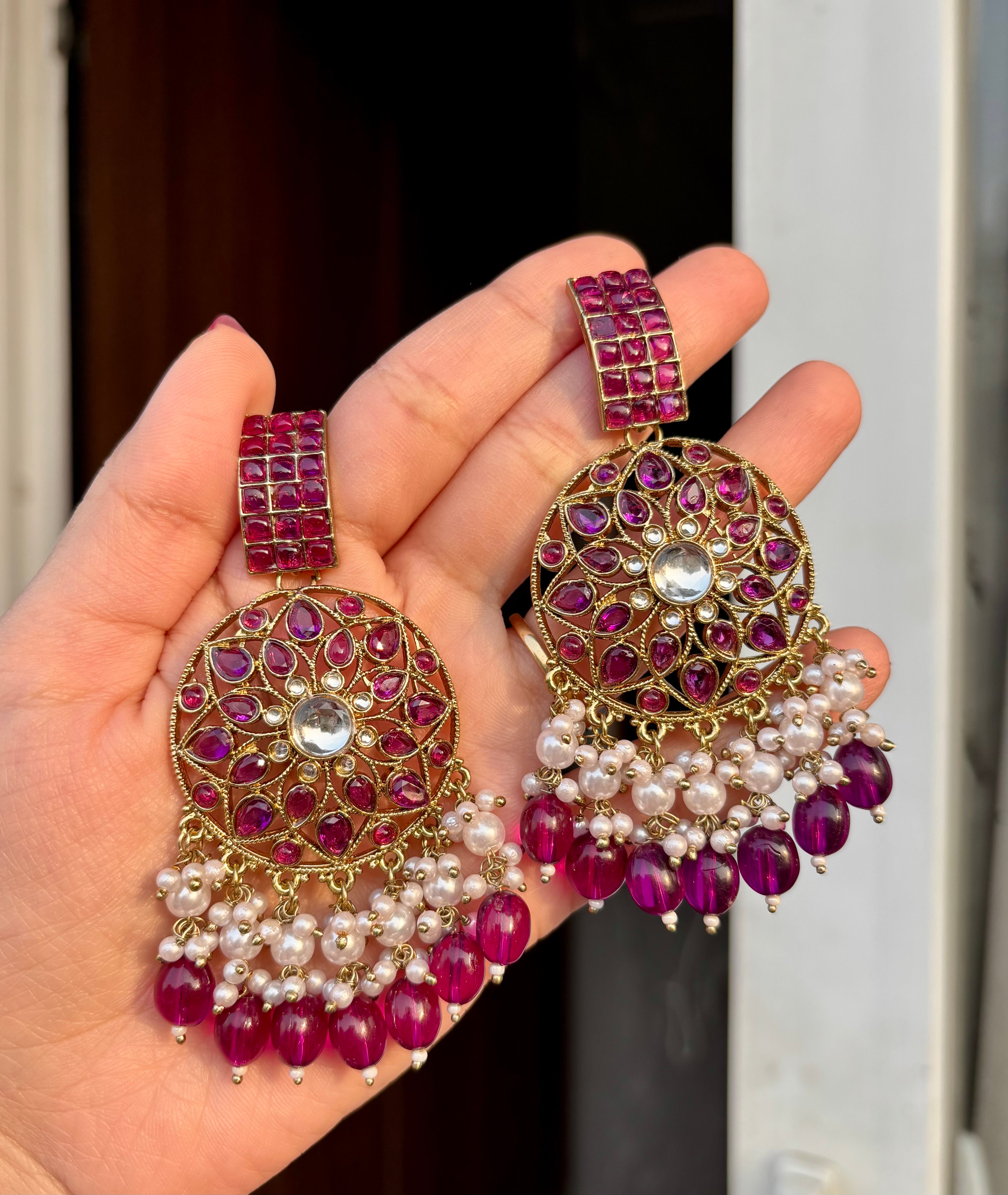 Purple Round Earrings