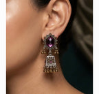 Silver & Golden Oxidised Jhumkas