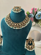 Navida Classy Necklace With Mang Tikka & Chandbali Earrings (Pink & Mint)