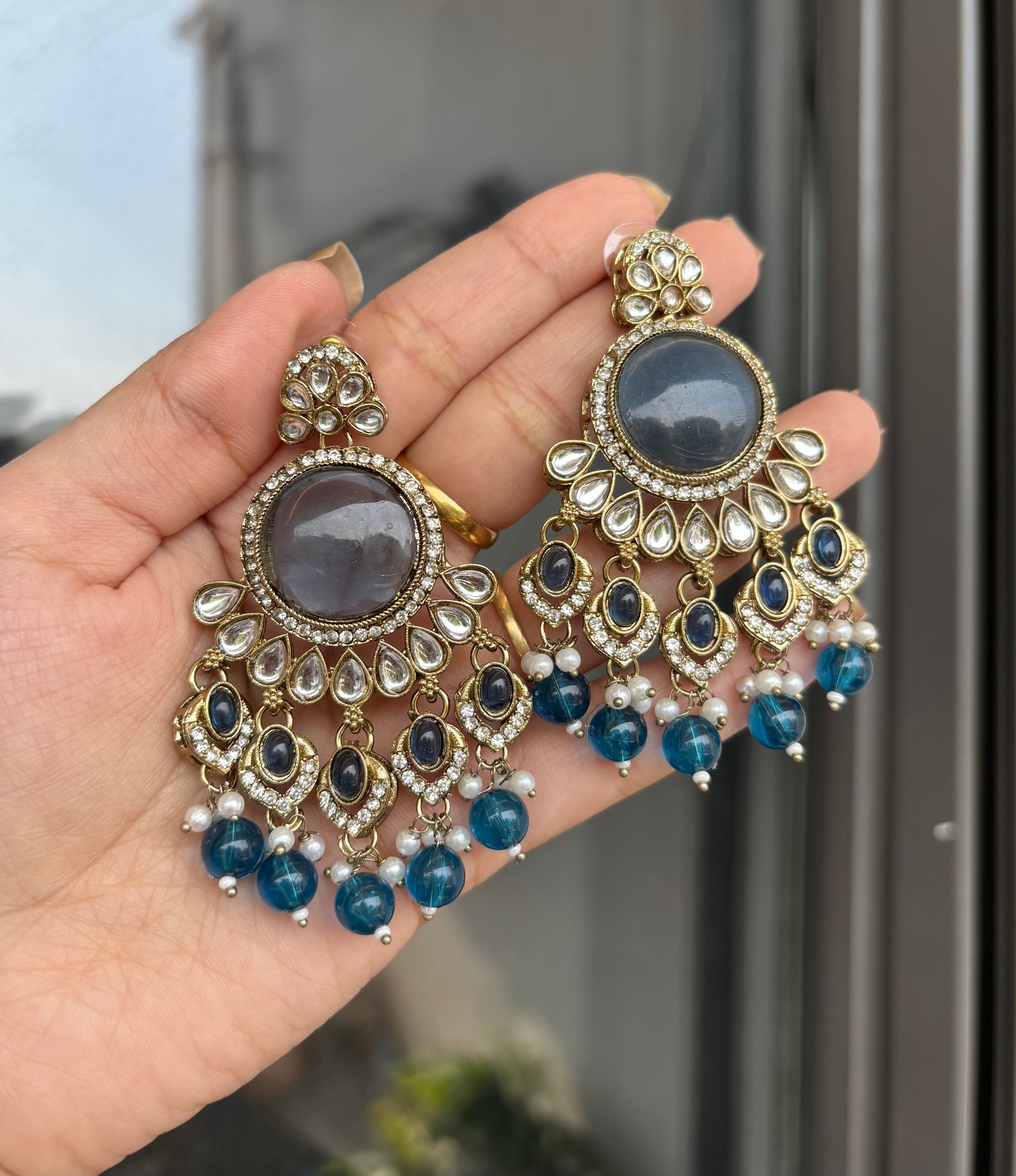 Sunaina Earrings ( Blue )