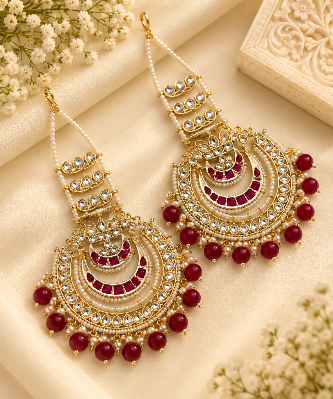 Deepika Oversized Chandbali With Sahara (Ruby)
