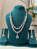 Double Layer Long Necklace With Earrings